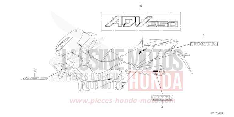 MARK/EMBLEM for ADV 350 MAT CARNELIAN RED METALLIC (R384) from 2023
